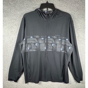 Travis Mathew Tech Hoodie Full Zip Jacket Mens Size Large Floral Black Golf
